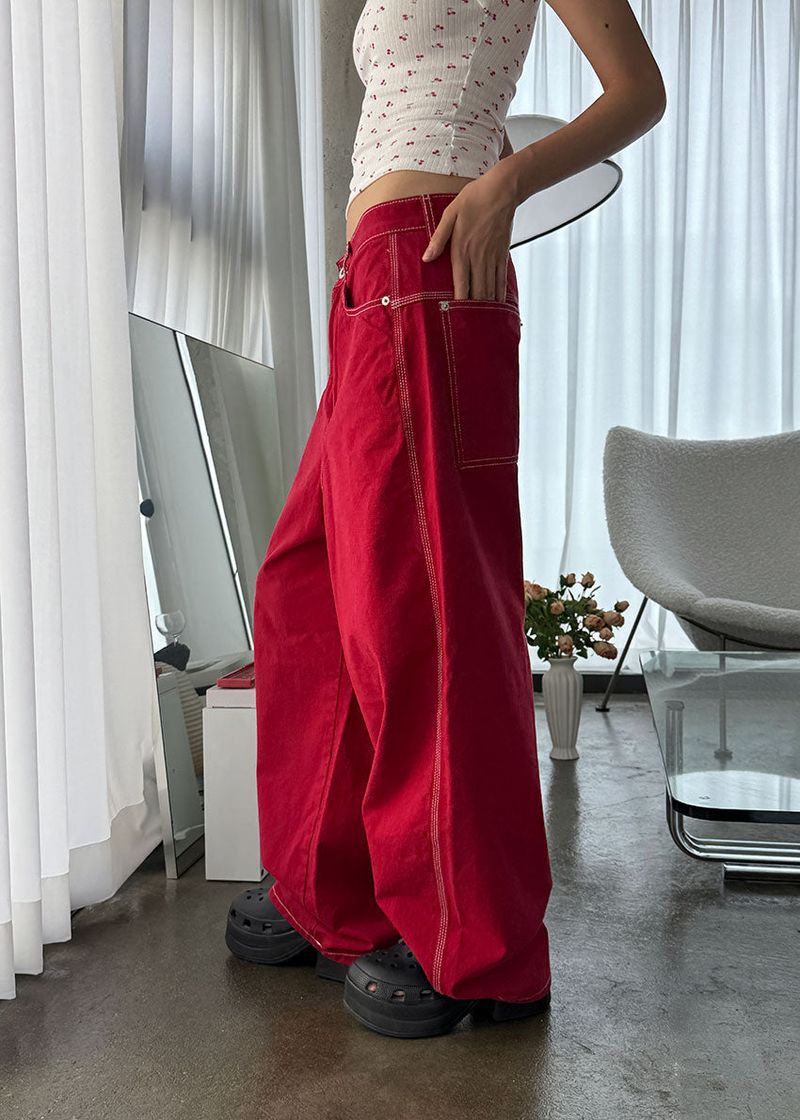 COLOR STITCH WIDE PANTS