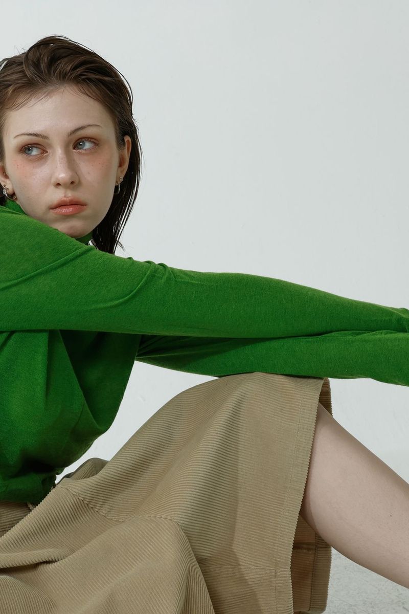 WOOL SPAN TURTLENECK T-SHIRT_OLIVE