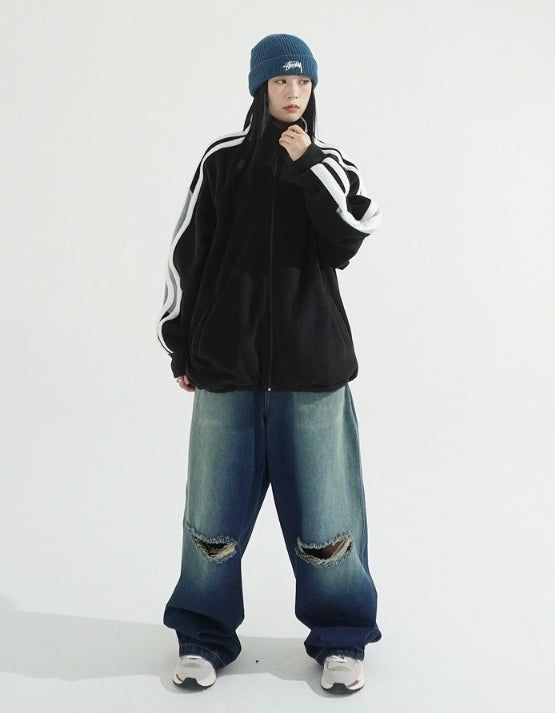 Side Track Over-fit Fleece zip-up Jacket