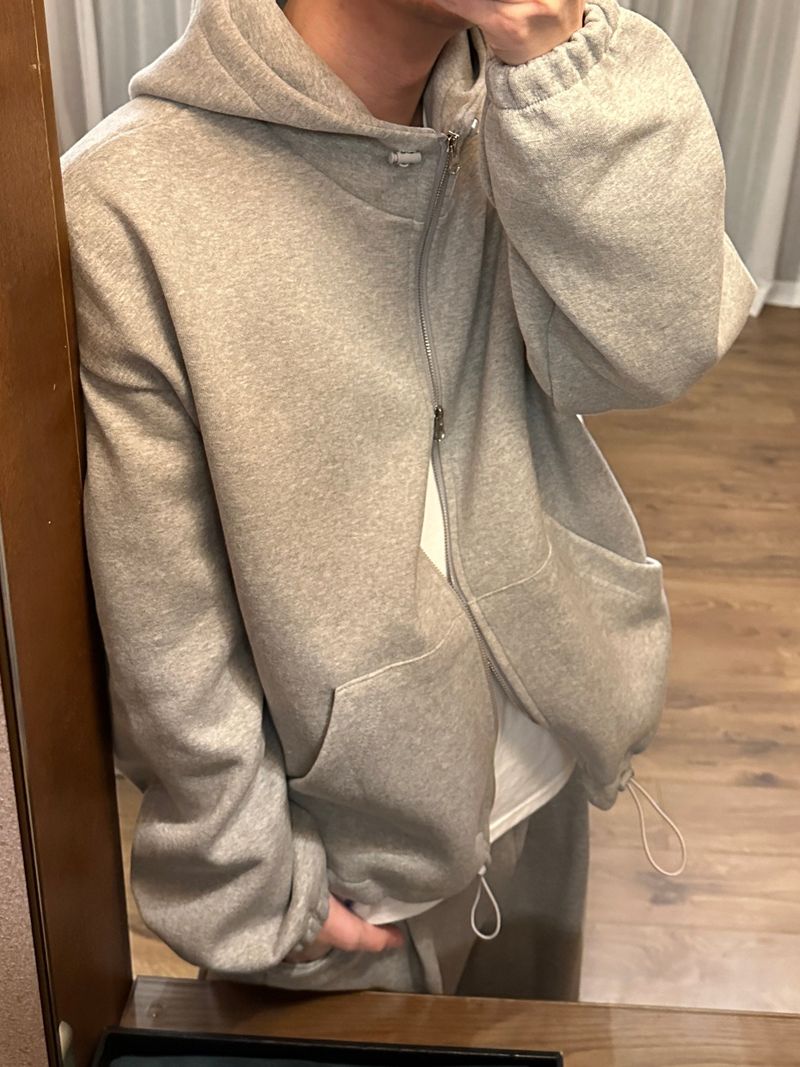 Unisex high neck hood zip-up