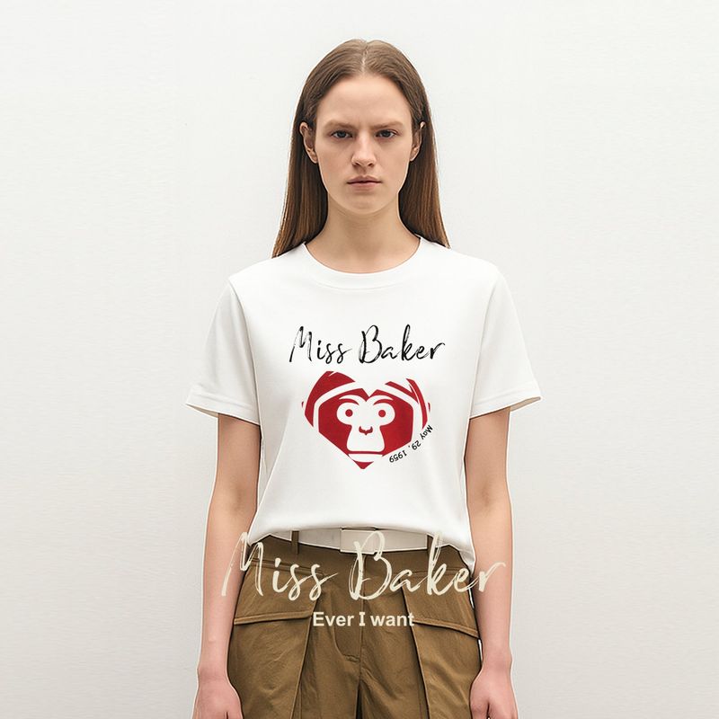 Miss Baker（ミスベイカー）の「ハートベイカーTシャツ ホワイト / レッド（トップス）」