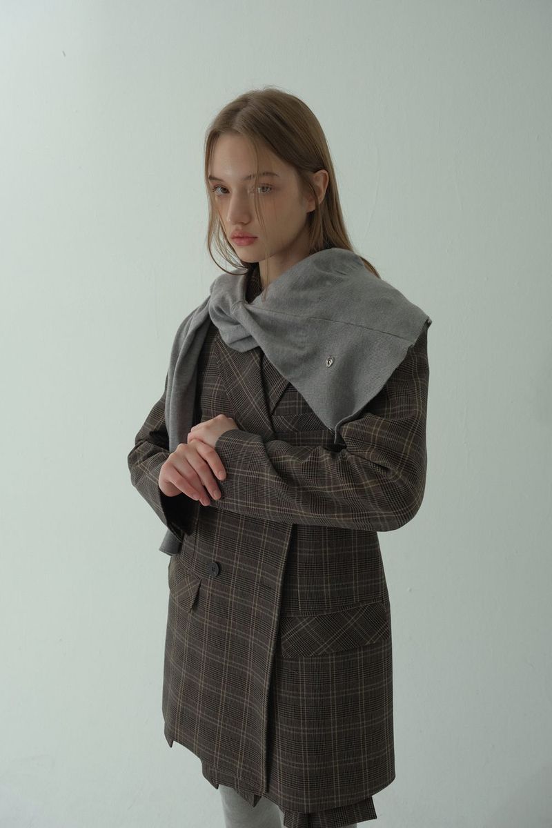 GLAM CHECK DOUBLE JACKET_BEIGE