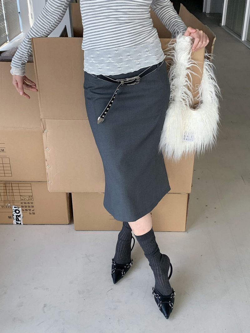 slit line midi skirt