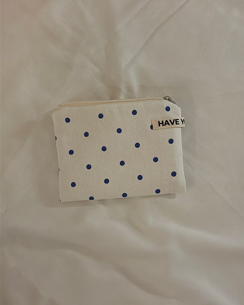 Dot flat pouch - blue , S size