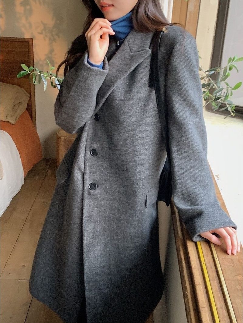Modern Twill Overfit Wool70 Long Coat (2color)