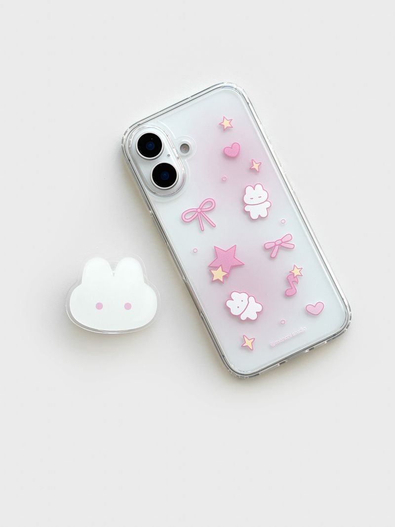 [Gel-hard] Star cat Phone case (Pink) (only case)