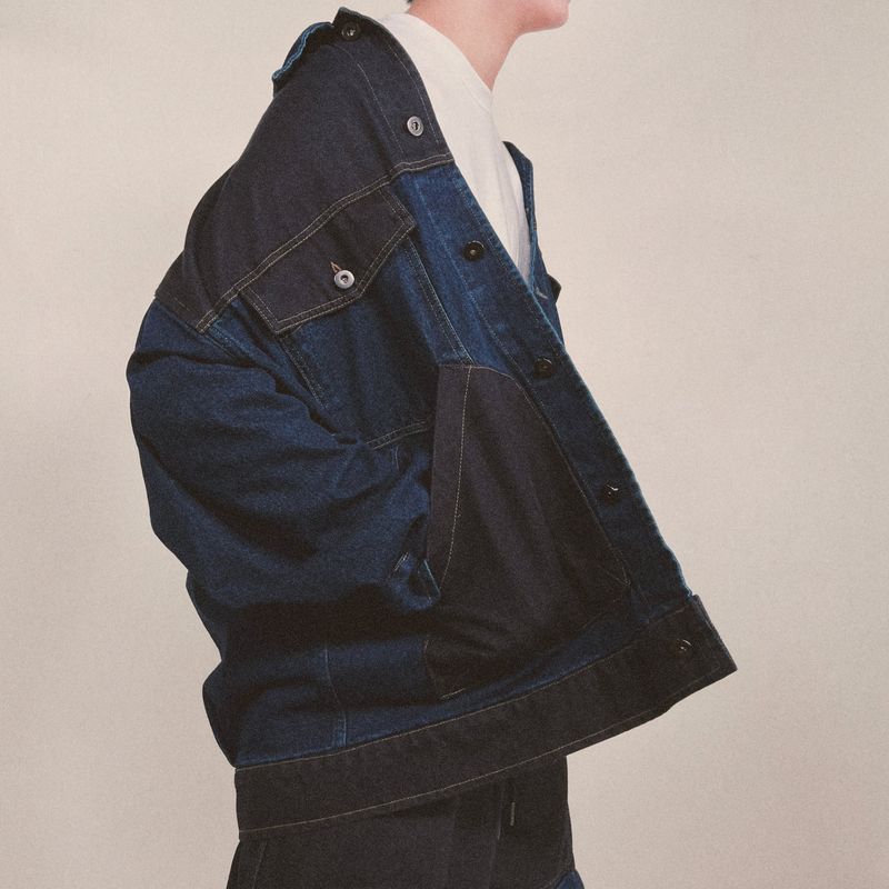 panel mix denim trucker jacket_blue