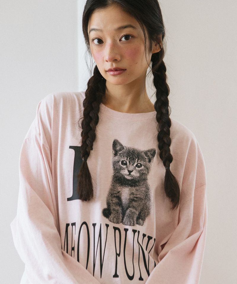 cavish（カビシ）の「I LOVE MEOW PUNK LS TEE PINK(CV2GFFT559A)（Tops）」