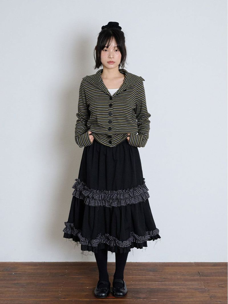 RUFFLE POINT SKIRT - BLACK