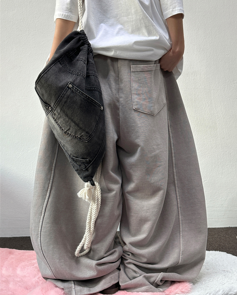 KOREAN 🩵💗 OVER PIG BASIC BALLOON SIDE SLIT LONG PANTS 🩵🩶💗 - 4 COLORS