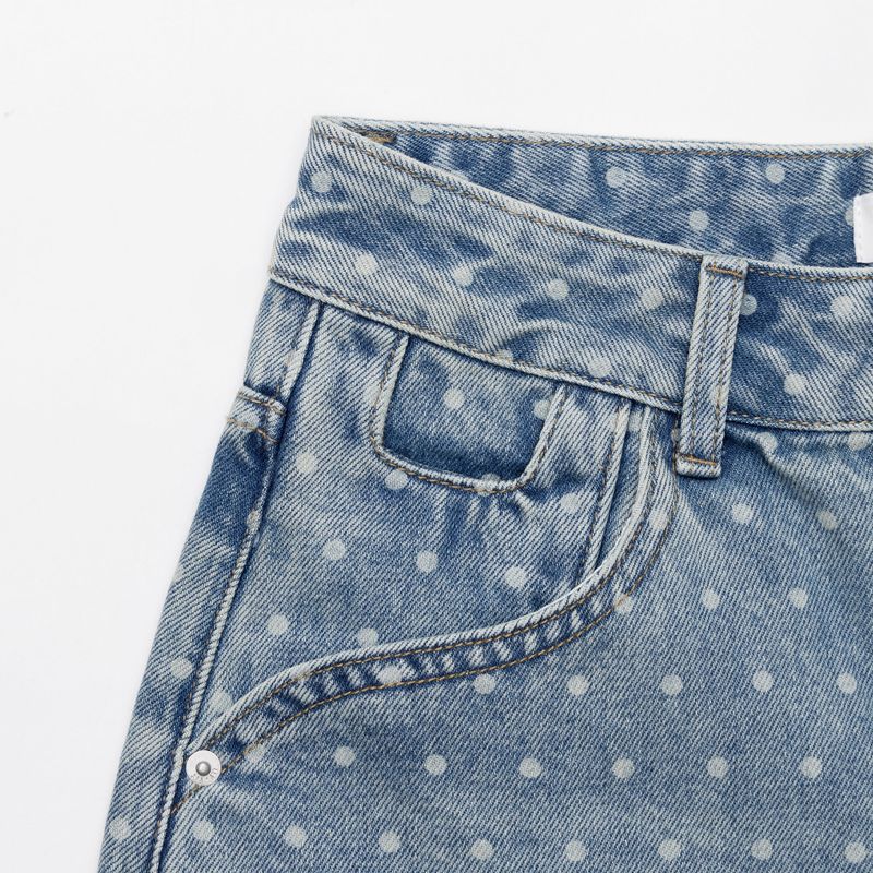 4 PART DESTROYED DOT DENIM PANTS code 21102