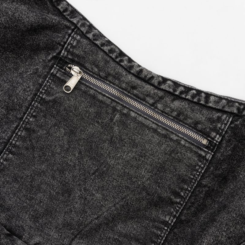 Washed Denim Shoulder Bag (Black)
