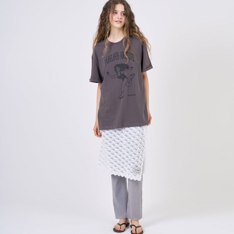 Snap Loose Fit T-Shirts Charcoal