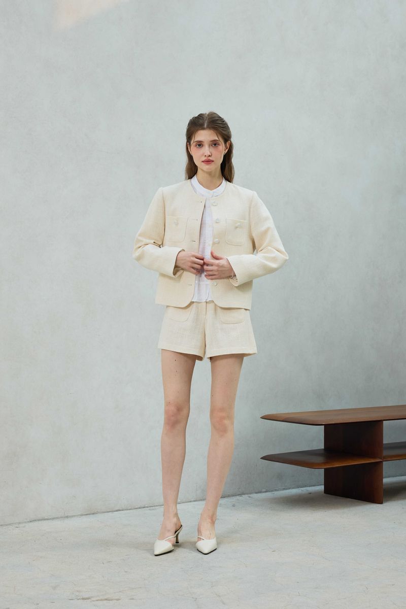 CHERISH TWEED SHORTS PANTS / WHITE
