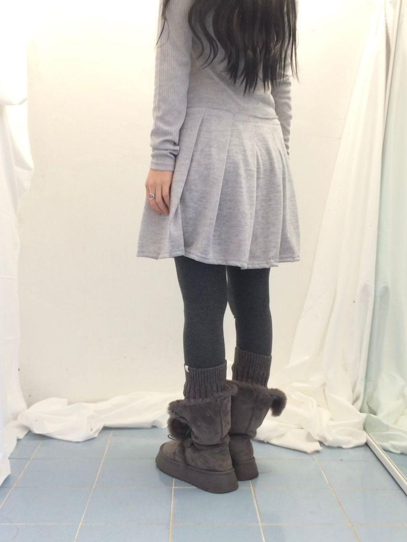 line and pleated dress