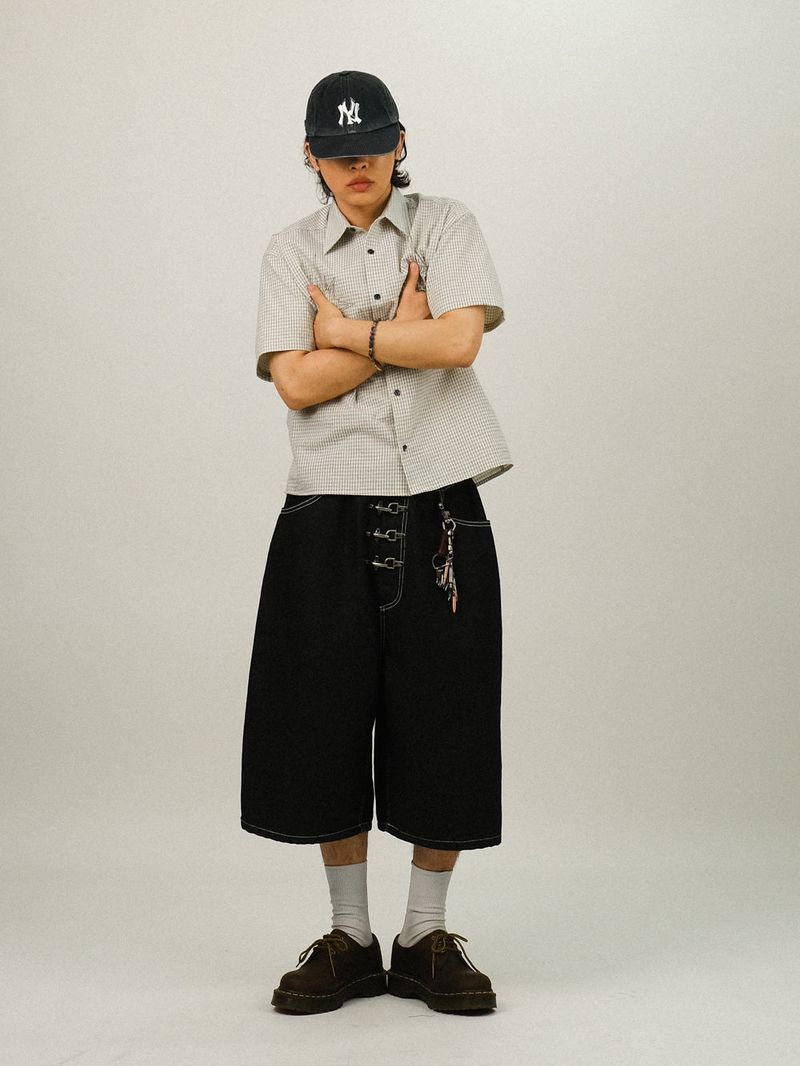 WY Hook Buckle Bermuda Denim Pants
