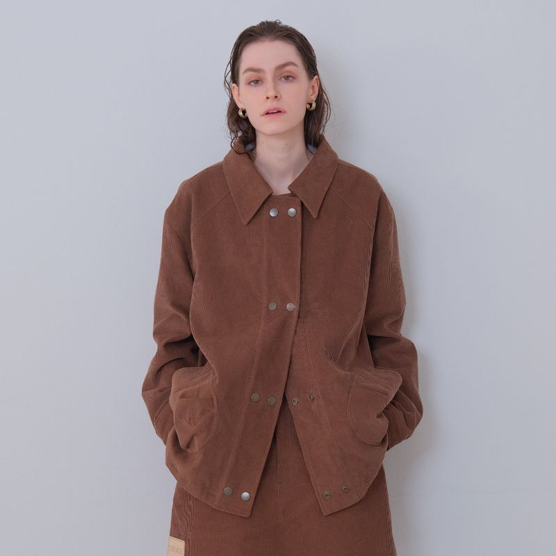 Brown Corduroy Double Button Jacket
