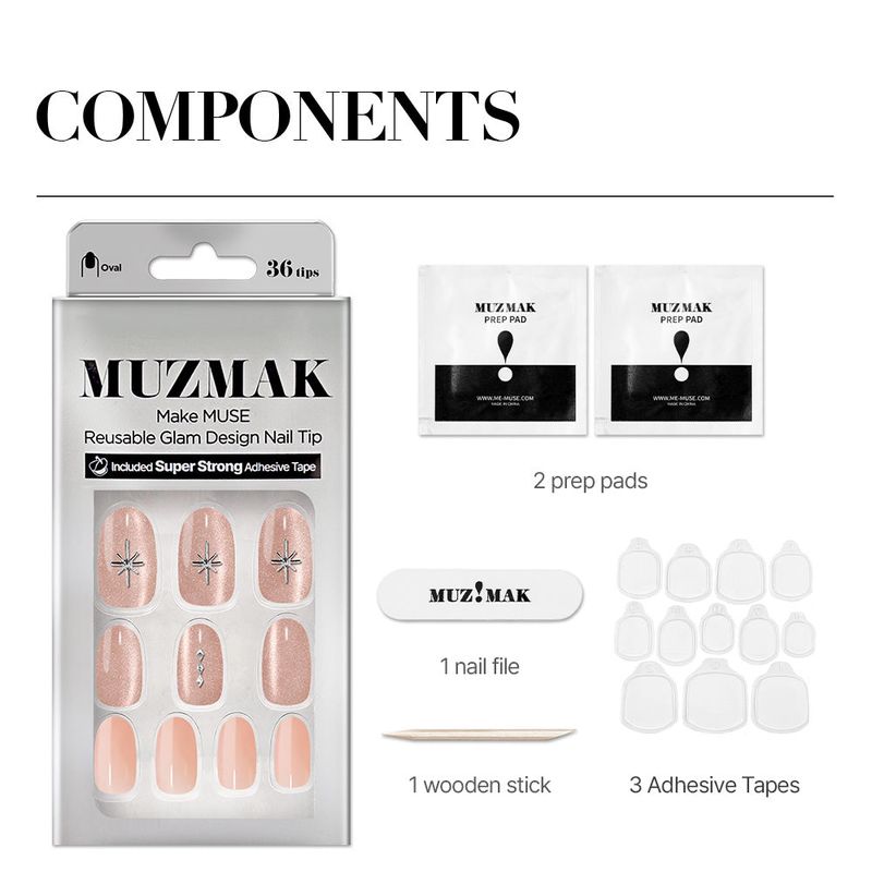 MUZMAK Reusable Glam Design Nail Tip Lavish(Oval)