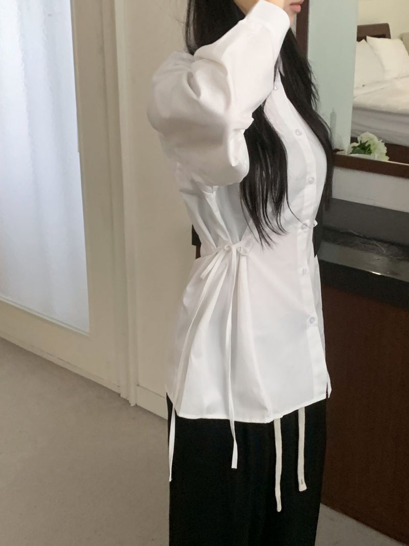 Refine Side Strap Long Sleeve Shirt