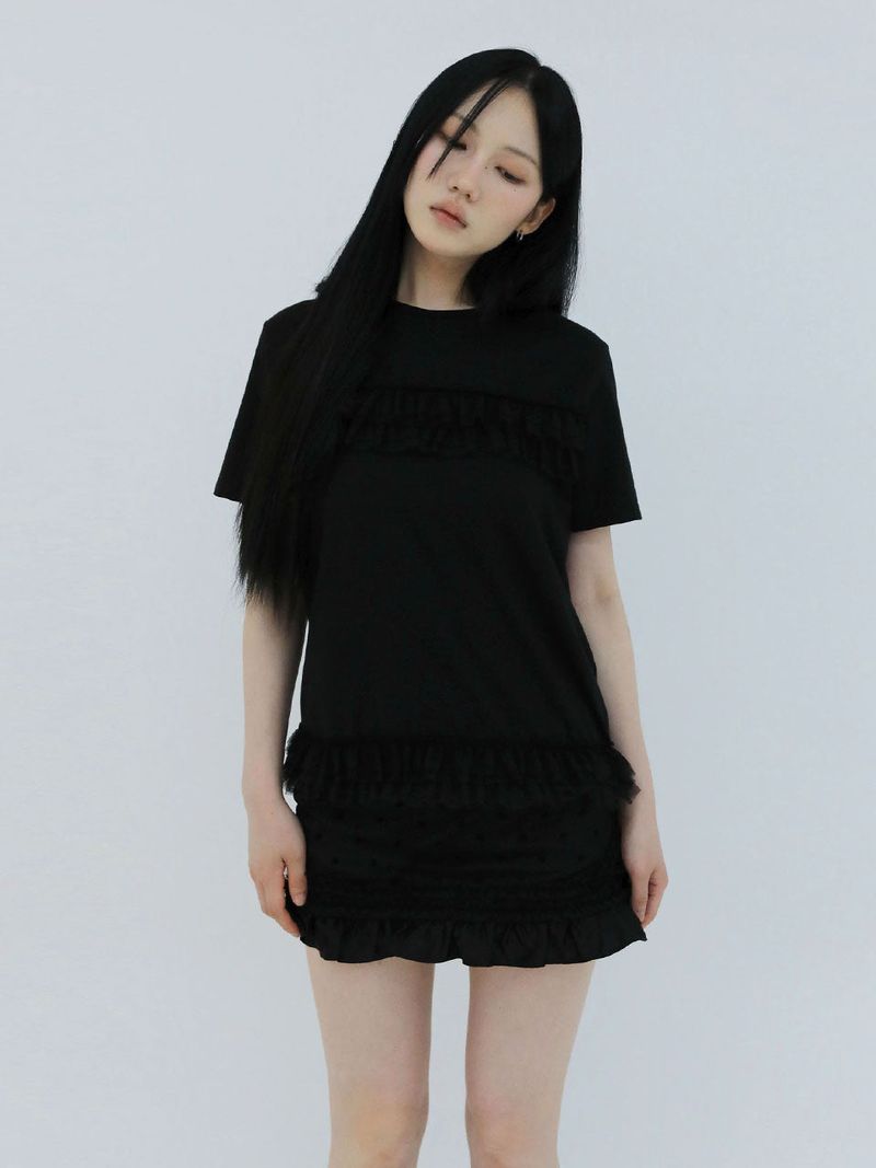 FRILL CANCAN T-SHIRT(BLACK)