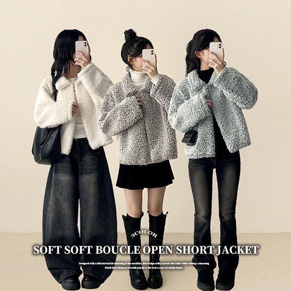 Cyan collar neck popgle short jacket