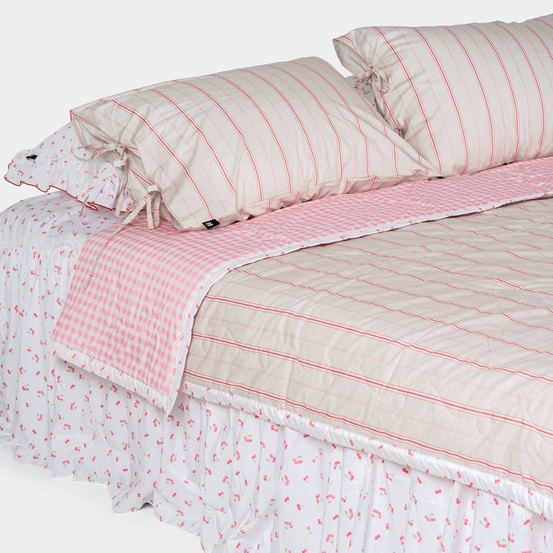 Borderline Pattern Reversible Summer Comforter - Pink stripe - SS size