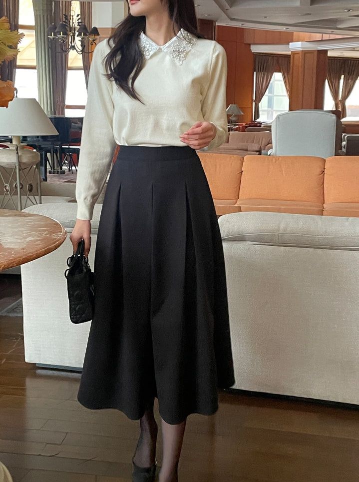 Nemyu Pearl Cubic Lace Collar Knit