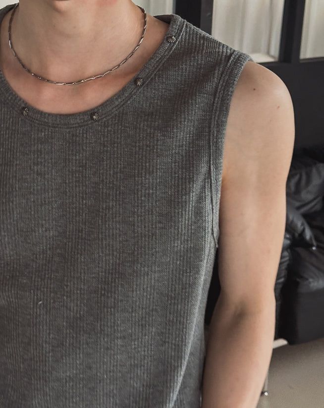 Node Stud Ribbed Sleeveless