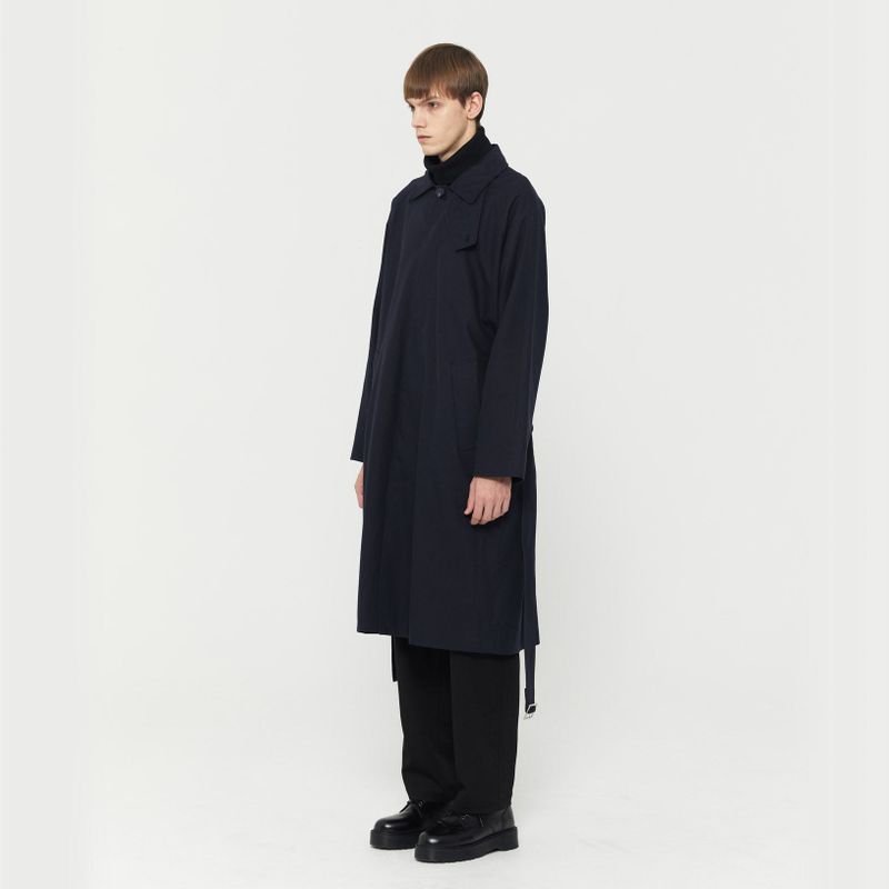 Studio Single Trench Coat Navy