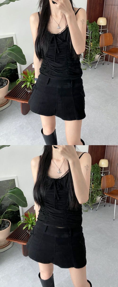 Lace shirring bustier (4 colors)