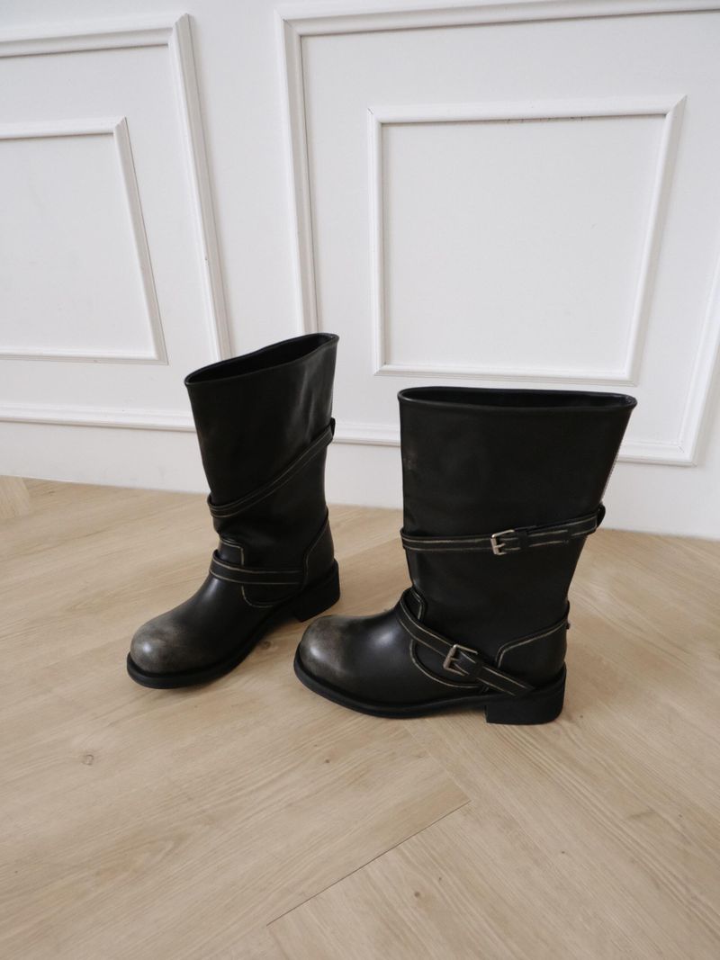 vintage washed biker boots