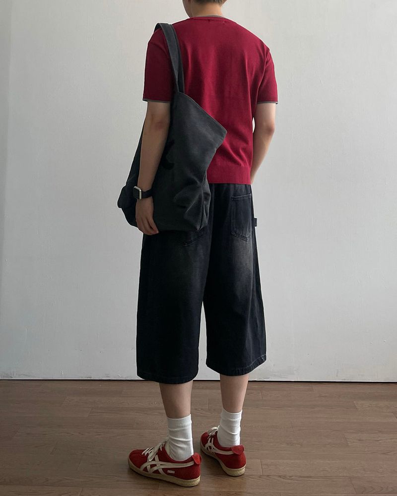 Welt Crop Short Sleeve Knit