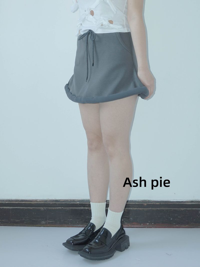 Rolled hem sweatshirt skirt