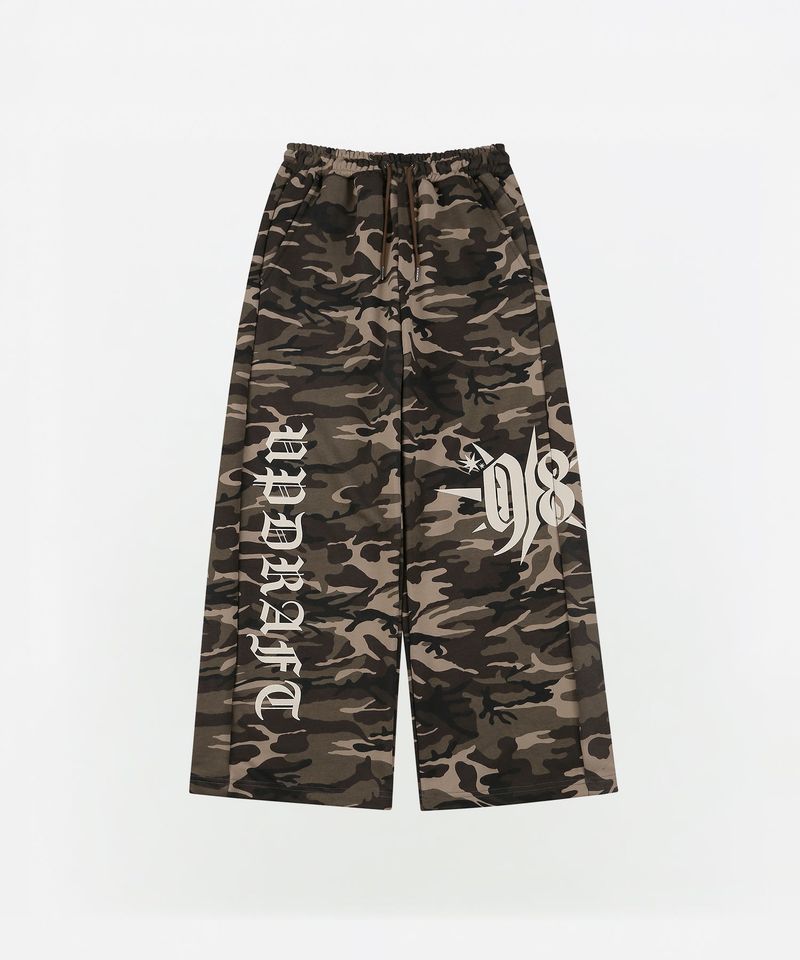 CAMO PRINT WIDE TRACK PANTS [BROWN]