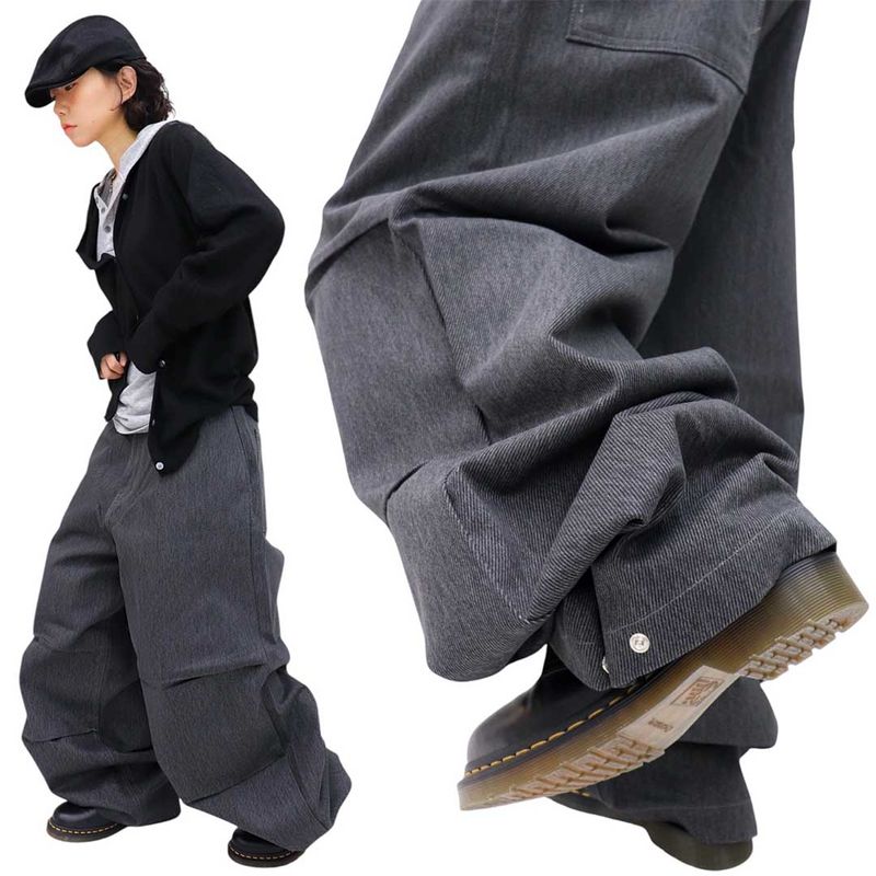 Wide Pigment Snap Denim Pants