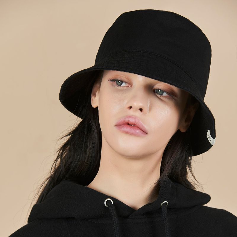 Monogram Label Pigment Bucket Hat Black