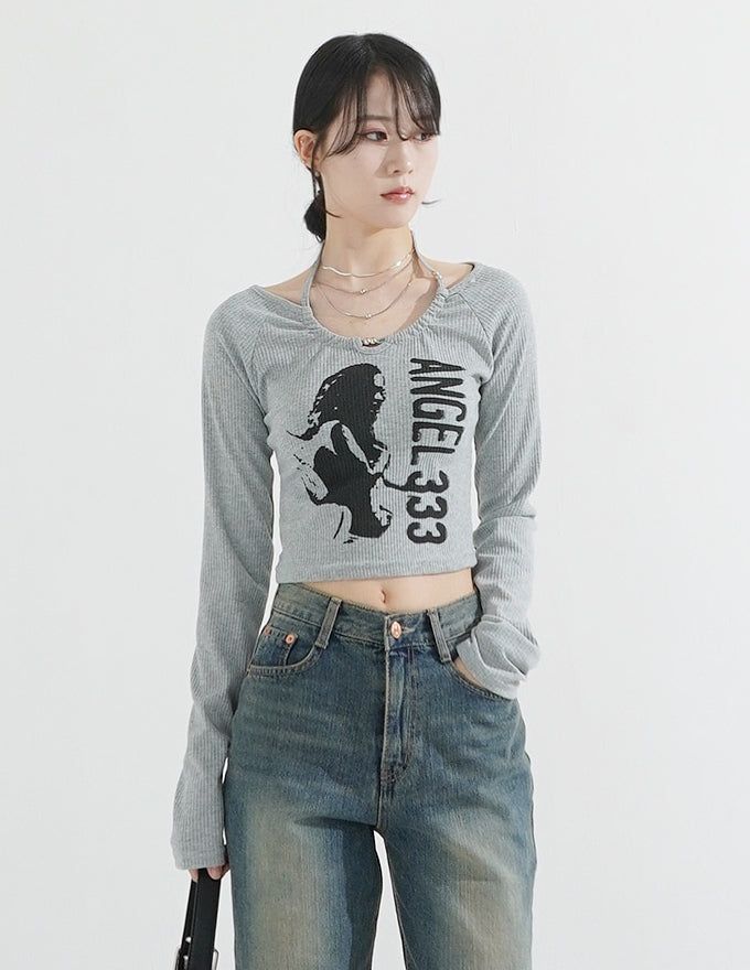 Choker Neck Cropped T-shirt