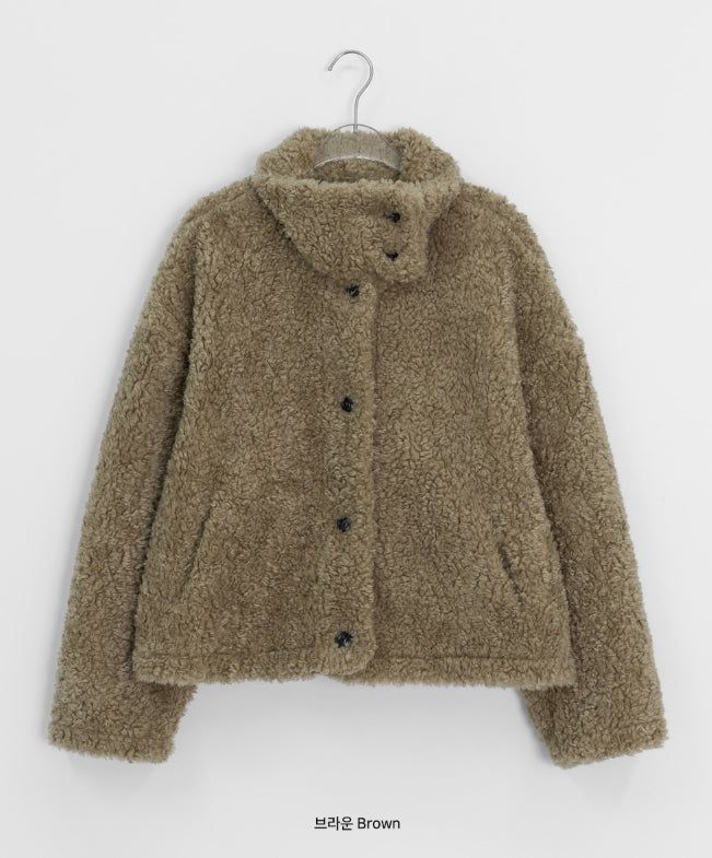 Rital Wool High Neck Fur Jacket