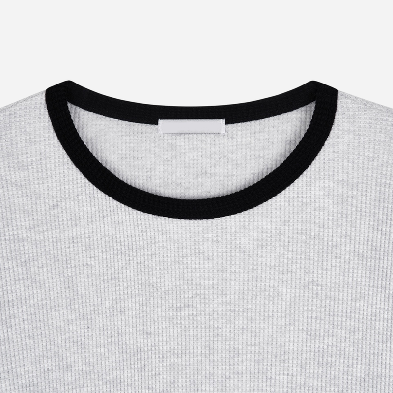 Grid Crop Waffle Ringer Tee