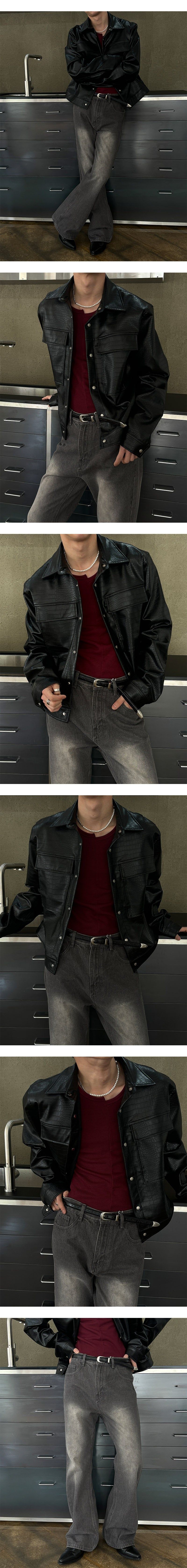 [S/S] Leather crop jacket