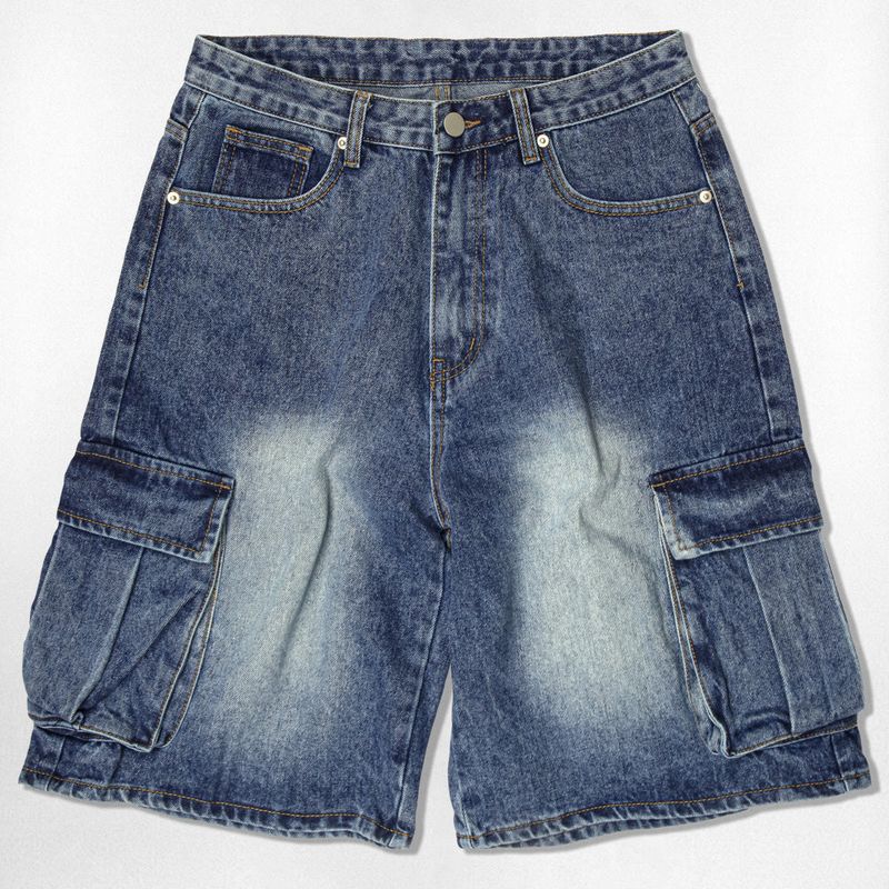 Basic Washing Bermuda Cargo Denim Pants - 3COLOR