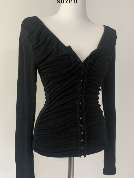 Lips shirring hook top (black)