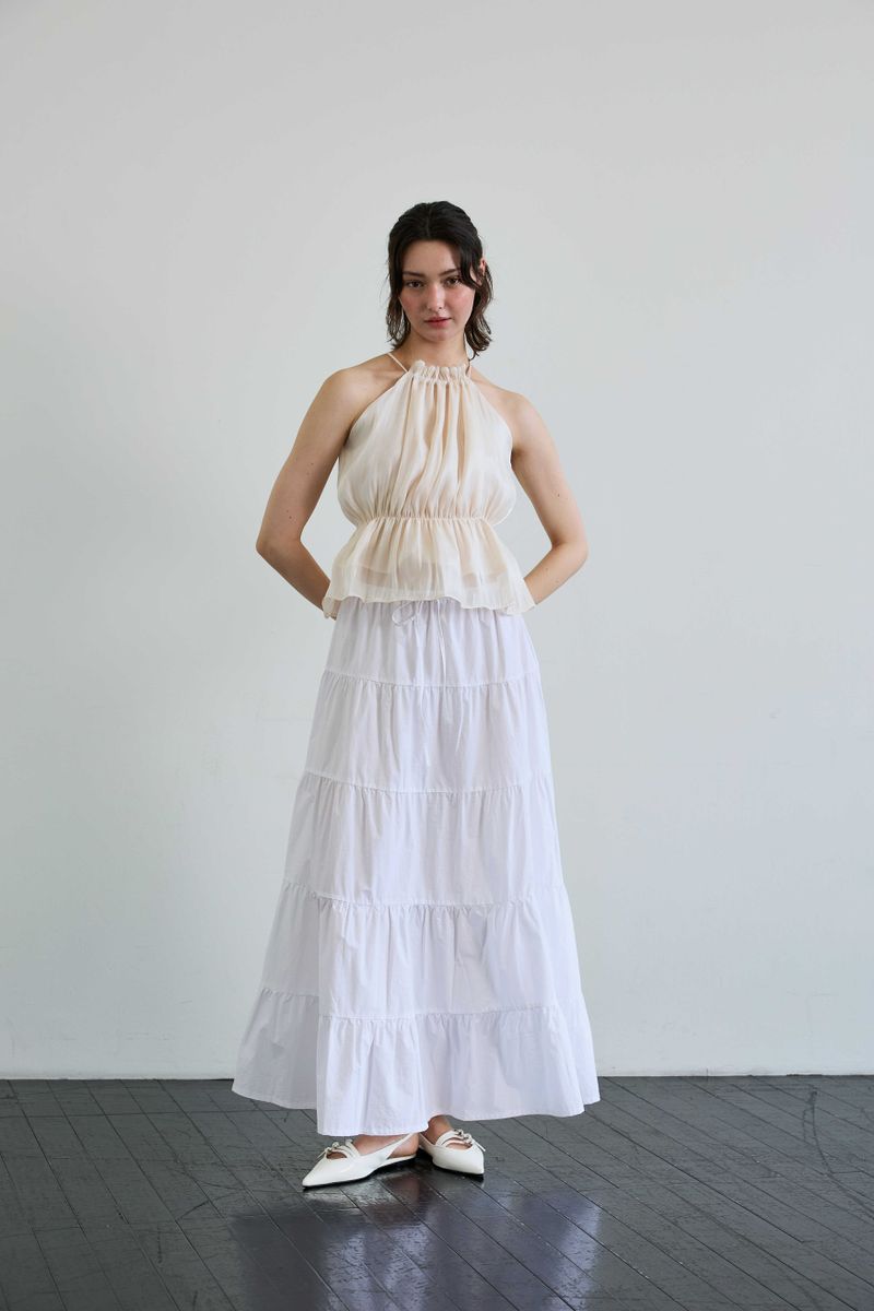 PEARL HALTERNECK TOP / IVORY