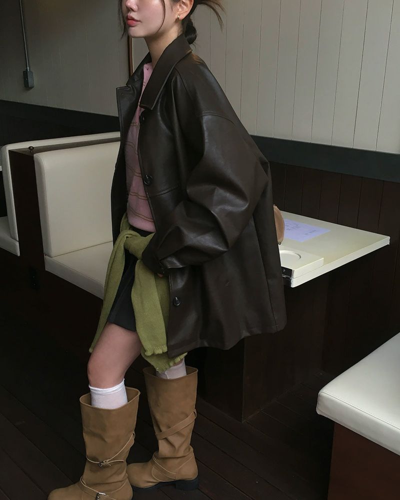 Our Leather Middle Jacket