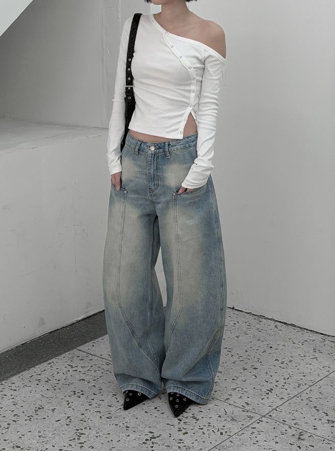 Nant Curved Cut Washed Denim