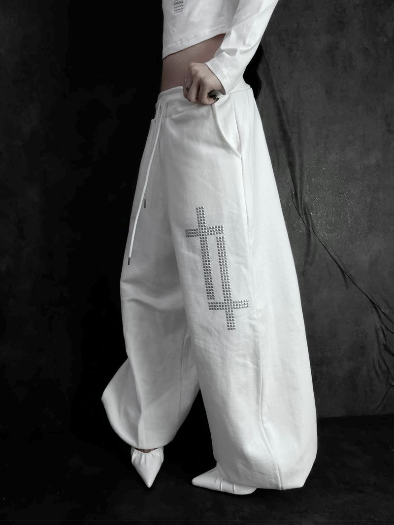 cross square stud pants (2color)