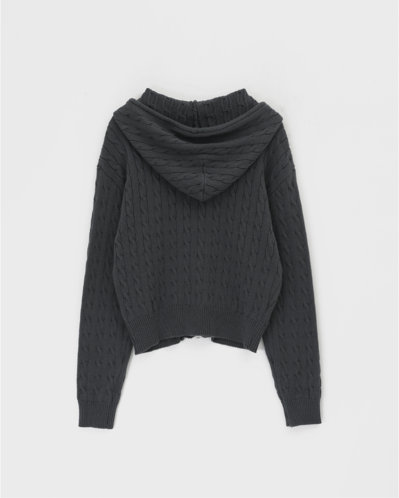 [MADE] ベルノケーブルフードニットジップアップ コットン 60%