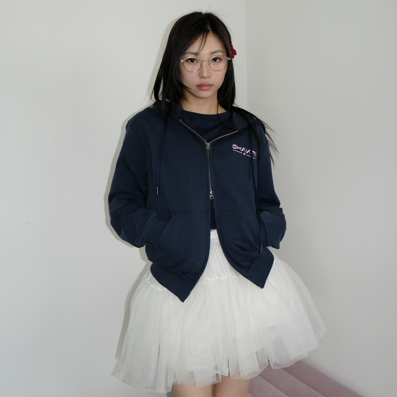 KIRIGIRL HOODIE ZIP UP _NAVY