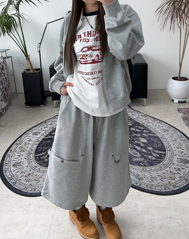 Berop D-ring Crop Zip-up
