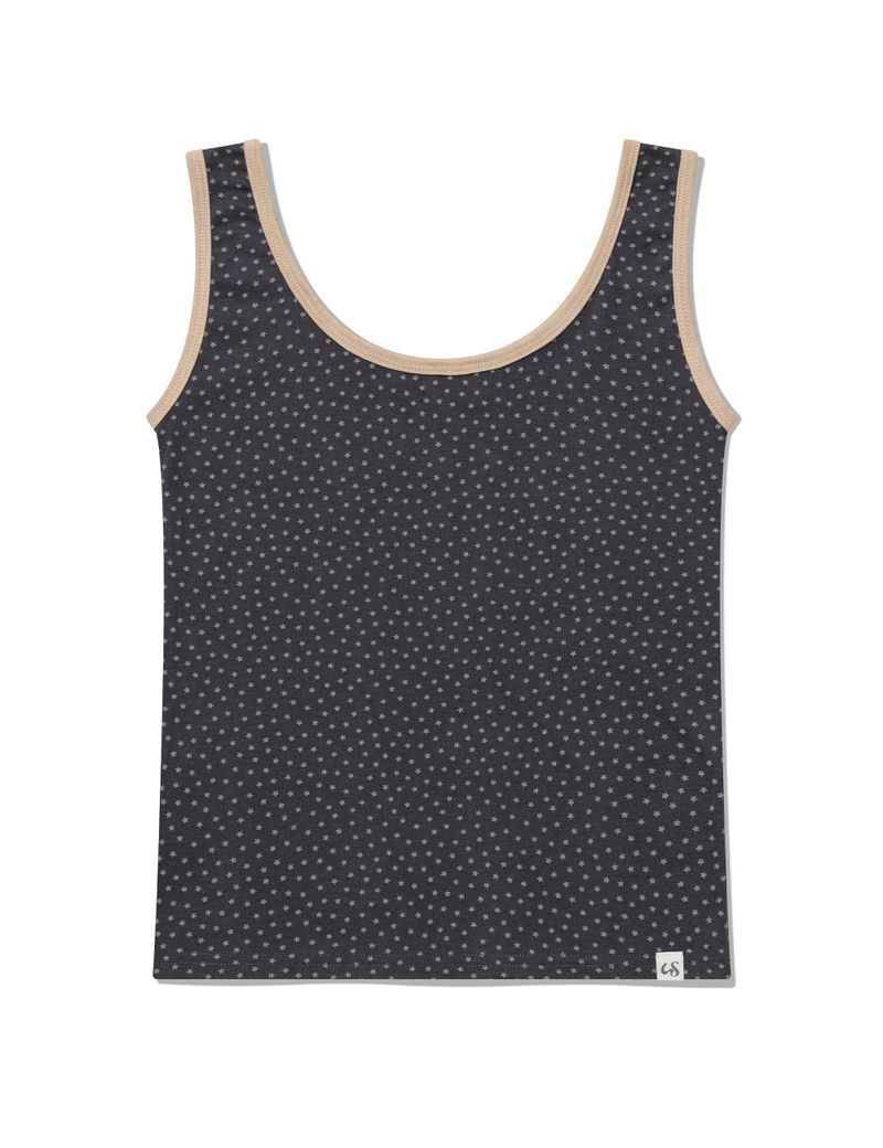 STAR CONTRAST SLEEVELESS(CHARCOAL)